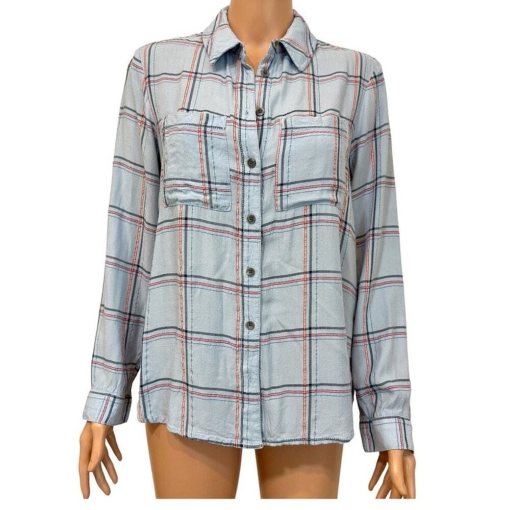 Anthropologie XS split back button front top TLS2 3614